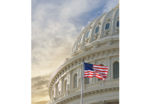 Blog banner reading ‘Allowable vs. Unallowable Expenses for Government Contractors’ with U.S. Capitol building and American flag in the background, by Iuvo Systems.