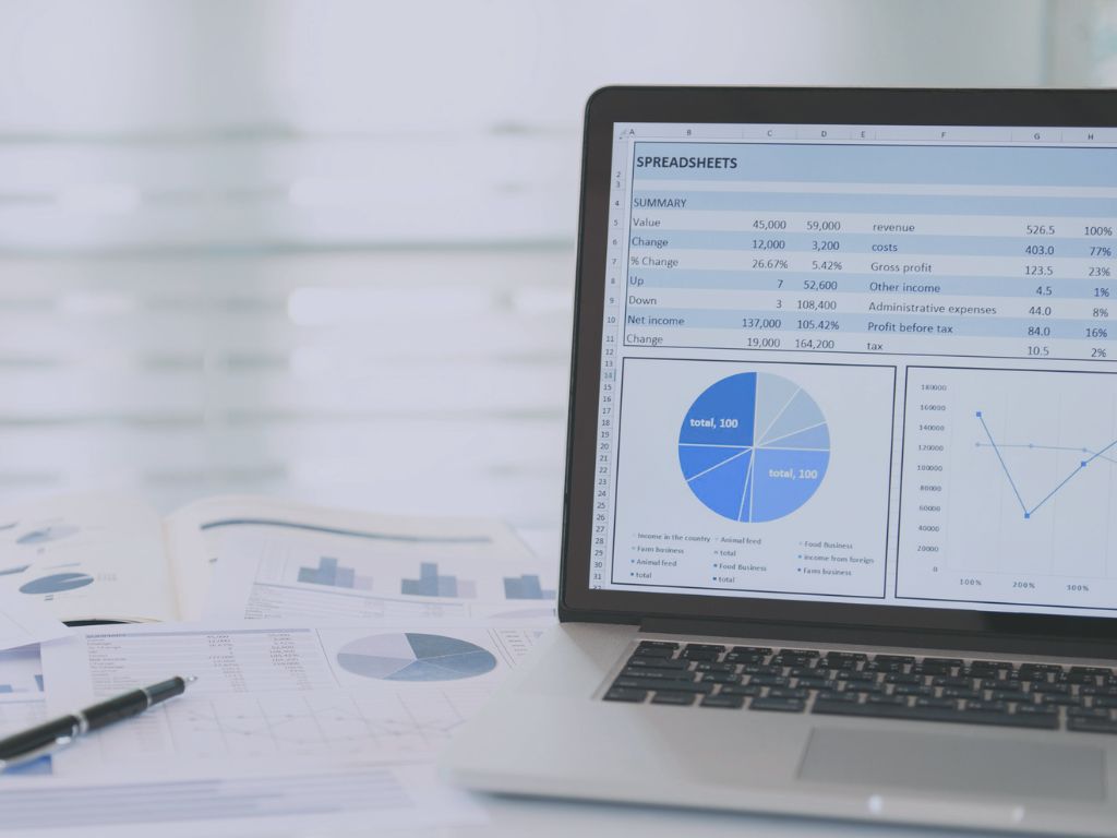 Financial Statements with Laptop