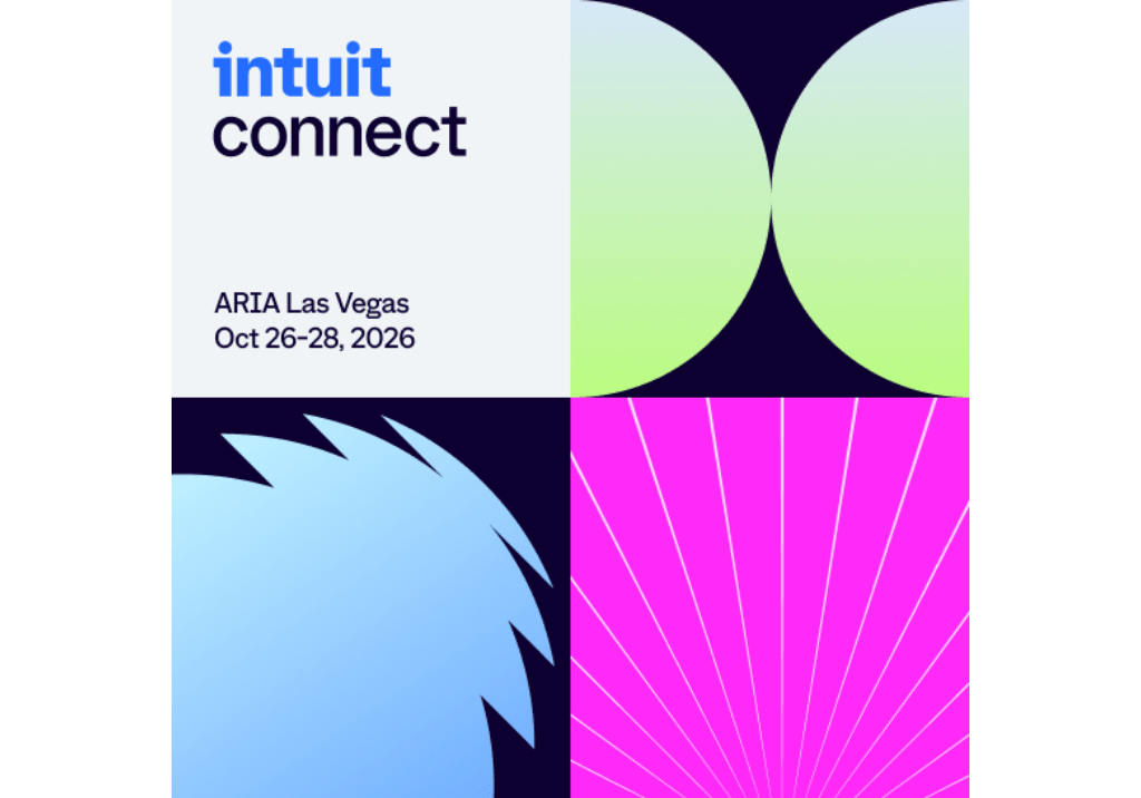 Intuit Connect 2026 exhibitor graphic featuring Intuit Connect branding and promotional artwork for Iuvo Systems' participation at the event.