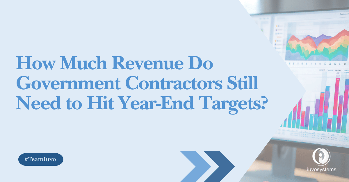 Financial reports and revenue dashboards illustrating year-end forecasting and target planning for government contractors.